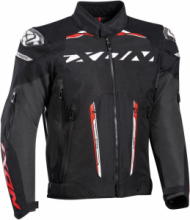 Ixon Giubbotto Moto Roadster Ixon BLASTER Nero Bianco Rosso da moto impermeabile