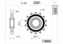 Pignone in acciaio 15 denti - Passo Standard (530) HONDA