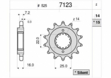 Pignone in acciaio (14 denti) - Passo Standard (525 DUCATI)