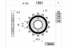 Pignone in acciaio (15 DENTI) - Passo Standard (530) KAWASAKI SUZUKI YAMAHA