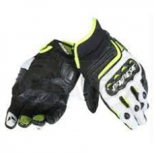 DAINESE CARBON D1 GLOVES SHORT  NERO WHITE FLUO YELLOW
